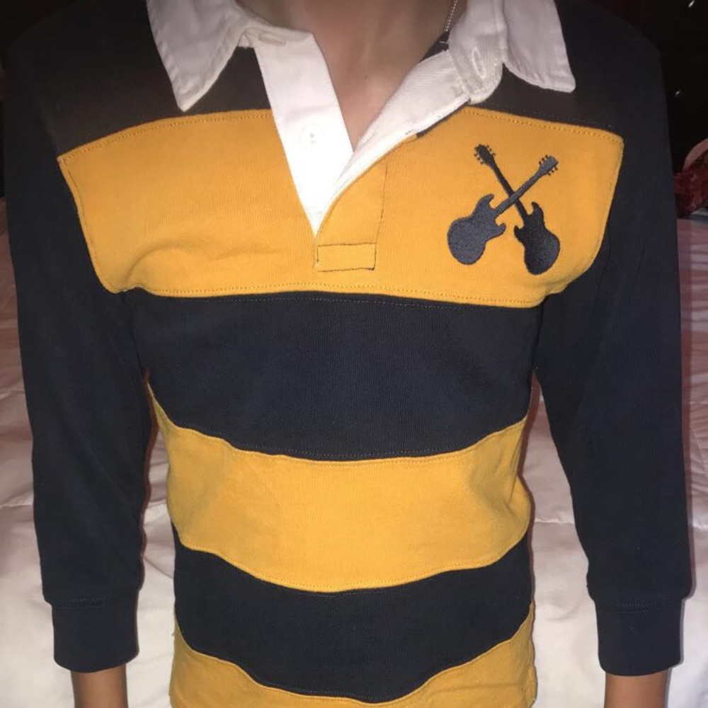 Boys Black and Yellow Striped Shirt